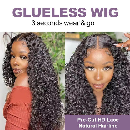 Pre Cut Glueless Human Hair Wig 13x4 Curly 250% Front Wig 7x5 Water Wave Lace Closure Wig Ready To Wear Deep Wave Wig For Women