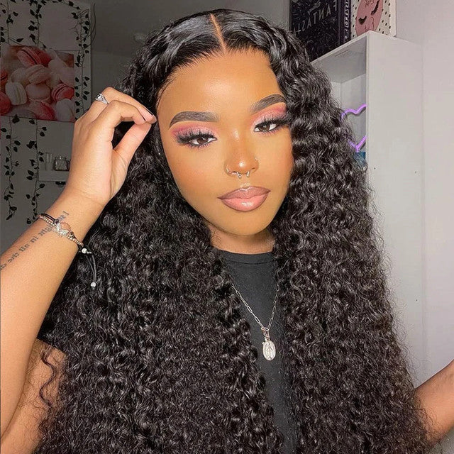 Pre Cut Glueless Human Hair Wig 13x4 Curly 250% Front Wig 7x5 Water Wave Lace Closure Wig Ready To Wear Deep Wave Wig For Women