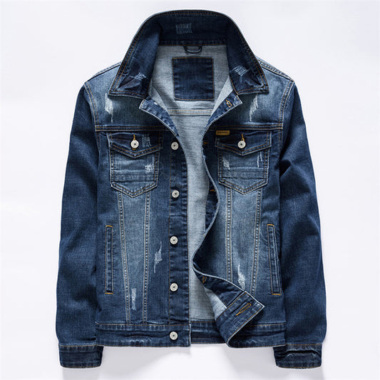 3 Colors Classic Style Men's Vintage Blue Denim Jacket Spring and Autumn New Stretch Cotton Casual Jeans Coat Male Brand Clothes