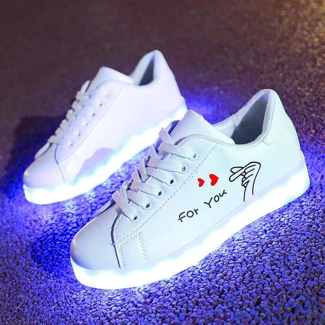 Usb Rechargeable Luminous with Lights for Women Men LED Shoes with Lighted up sole Adults lady Arrow diagram Silvery