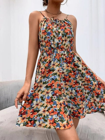 Sexy Floral Print Short Dress Women Summer Fashion