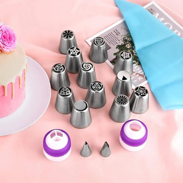 27pcs Russian Tulip Frosting Piping Nozzle Pastry Cream Tip Stainless Steel Nozzle Set Candy Decorating Utensils Baking CakeTool