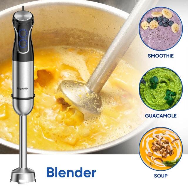 BioloMix 5 in 1 Immersion Hand Blender,1500W Blender with 304 Stainless Steel Blade,Food Processor,Smoothies Puree Baby Food