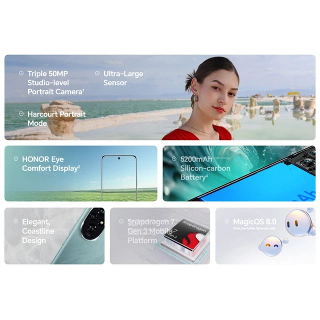 2024 New Original HONOR 200 Global Version Snapdragon 7 Gen 3 5G Smartphone 6.7'' AMOLED Display Support HONOR 100W SuperCharge