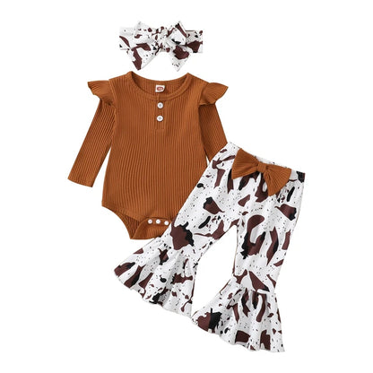 Ma&Baby 0-12M Newborn Infant Baby Girl Clothes Set Knit Long Sleeve Romper Flare Pants Fall Spring Clothing Outfits