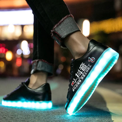 Usb Rechargeable Luminous with Lights for Women Men LED Shoes with Lighted up sole Adults lady Arrow diagram Silvery