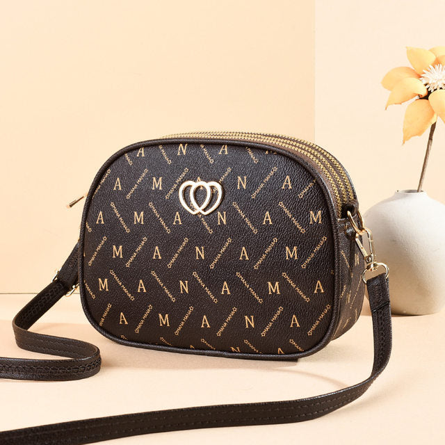 3 Zipper Women Crossbody Shoulder Bag 2024 New Fashion PU Crossbody Bag Large Capacity Female Bag Heart-shaped Hardware