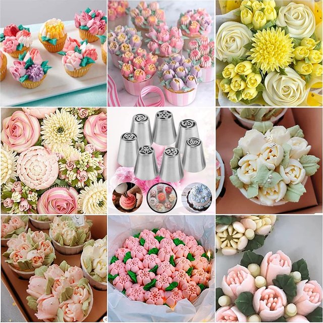 27pcs Russian Tulip Frosting Piping Nozzle Pastry Cream Tip Stainless Steel Nozzle Set Candy Decorating Utensils Baking CakeTool