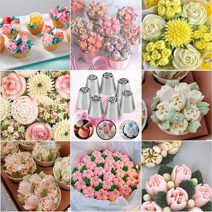 27pcs Russian Tulip Frosting Piping Nozzle Pastry Cream Tip Stainless Steel Nozzle Set Candy Decorating Utensils Baking CakeTool