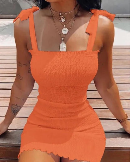 Trendy Solid Strap Short White Dresses Off Shoulder