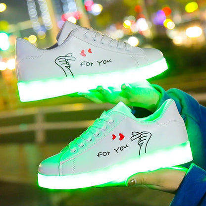 Usb Rechargeable Luminous with Lights for Women Men LED Shoes with Lighted up sole Adults lady Arrow diagram Silvery