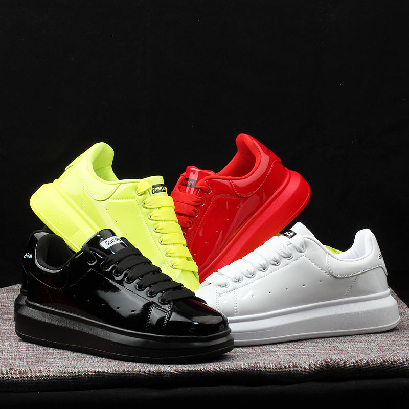 Men's Shoes Black Red White Glossy Casual Men's Shoes