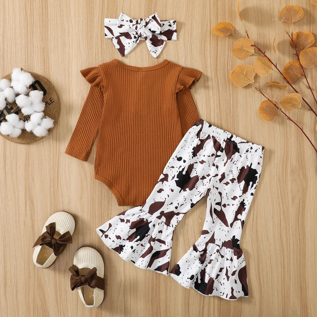 Ma&Baby 0-12M Newborn Infant Baby Girl Clothes Set Knit Long Sleeve Romper Flare Pants Fall Spring Clothing Outfits