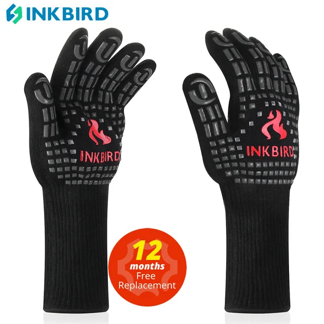 INKBIRD 14inch BBQ Grill Gloves 1472℉ Extreme Heat Resistant Grilling Glove Non-Slip Silicone Insulated Grill Mitts for Cooking