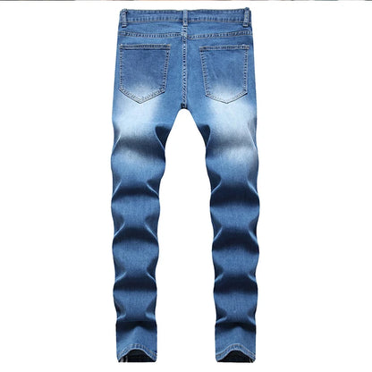 2024 Ripped Skinny White Jeans Men Vintage wash Side-Stripe Denim Pants Mens Casual Slim fit pencil denim Joggers Trousers